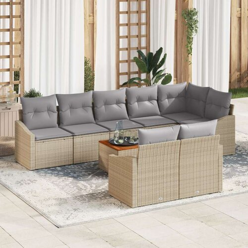  Set vrtnih sofa od 9 komada s jastučićima bež poli ratan akacija Slike