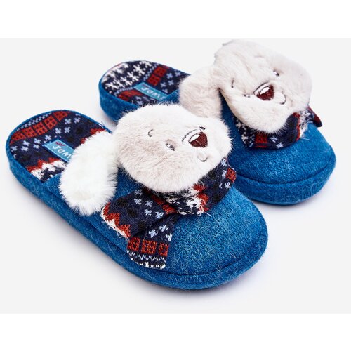 Boto Children's slippers with thick sole and bear blue Dasca Cene