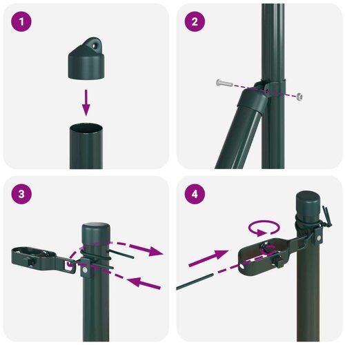VidaXL Stupovi ograde 52 komada Zeleni &amp;Oslash;32 mm 170 cm Galvanizirani čelik Slike