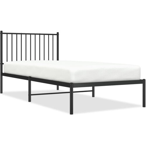 Maison Chic Kovinski Posteljni okvir - Enojna postelja - Postelja za odrasle z vzglavjem črn 90x200 cm, (21693964) Cene
