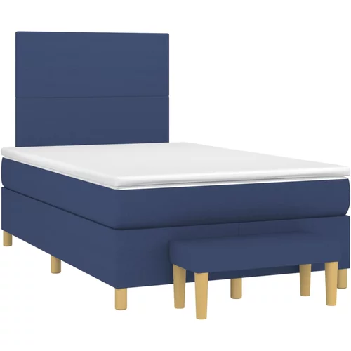 vidaXL Box spring postelja z vzmetnico modra 120x190 cm blago, (21111939)