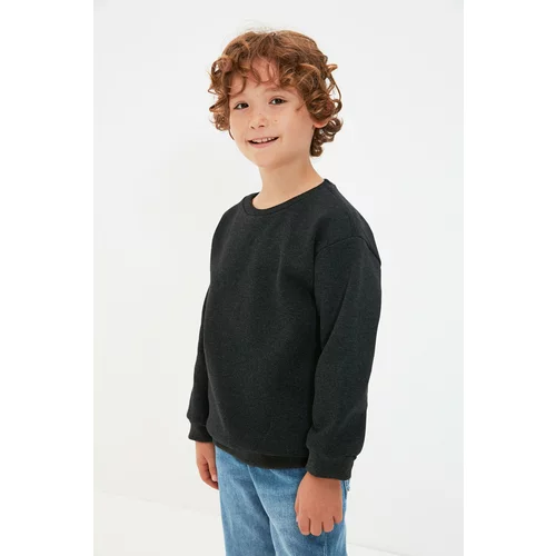 Trendyol Anthracite Basic Fleece Inside Boy Knitted Thick Sweatshirt