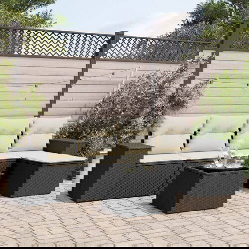 vidaXL Vrtna sedežna garnitura 6-delna z blazinami črna poli ratan Cene