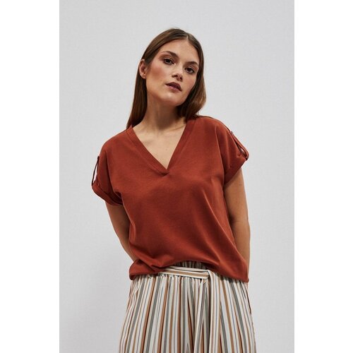 Moodo WOMEN&amp;#039;S T-SHIRT L-TS-4076 BROWN Slike