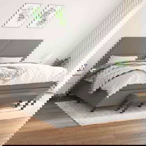  Okvir kreveta s oprugama i madrac svjetlosivi 160x200cm tkanina Slike