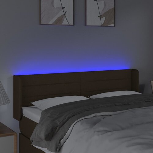  LED uzglavlje tamnosmeđe 147x16x78/88 cm od tkanine Slike