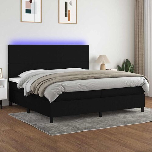  Krevet box spring s madracem LED crni 200x200 cm od tkanine Cijene