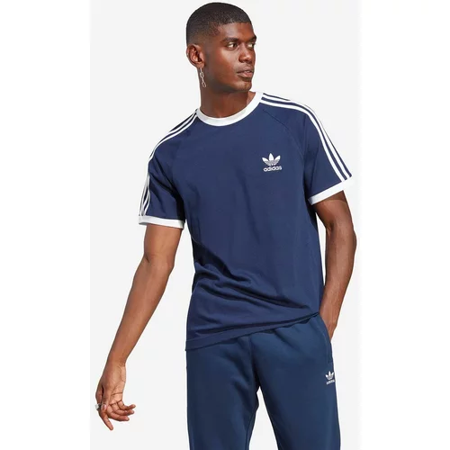 Adidas Bombažna kratka majica Adicolor Classics 3-Stripes mornarsko modra barva
