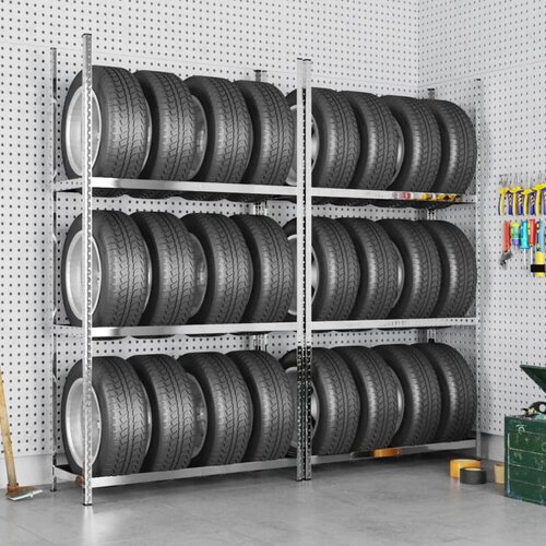 Shumee Stojalo za pnevmatike 2 kosa srebrno 110x40x200 cm jeklo, (21420090) Cene