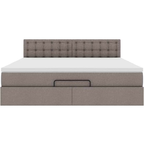 VidaXL otomanski krevet s madracem smeđesivi 160x200cm od tkanine Slike