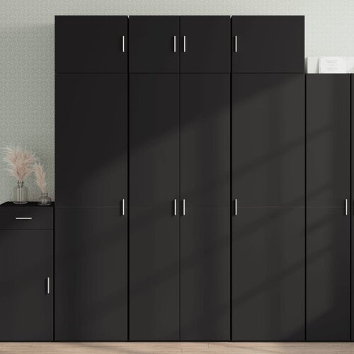 VidaXL Omara za shranjevanje črna 70x42,5x225 cm inženirski les Slike