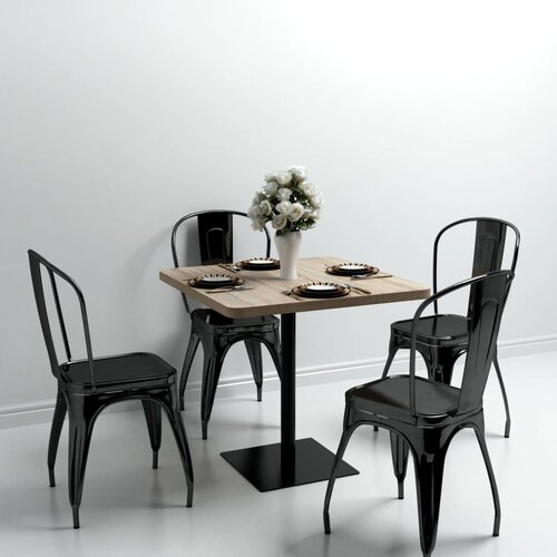  Kvadratni stol za bistro od MDF-a i čelika 80x80x75 cm boja hrasta Cene