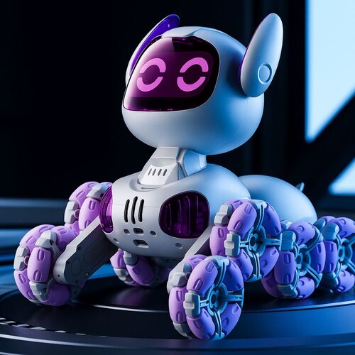  TOOBY robotski pas na daljinsko upravljanje, RC 360&amp;deg; svjetla, zvukovi, bijela i ljubičasta Slike