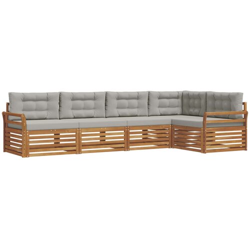  Set vanjskih sofa 5 kom. Prirodna i svijetlo siva Smeđa 329 x 170,5 x 73 cm Slike