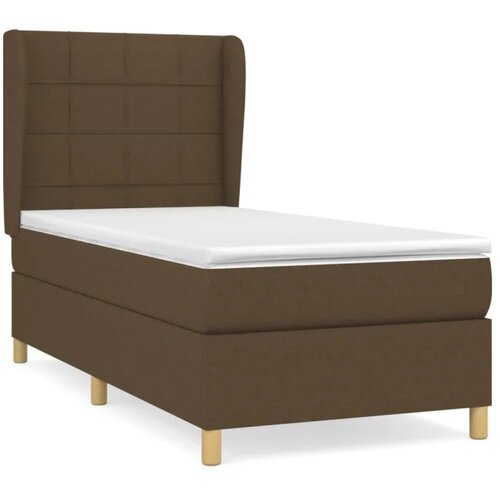 VidaXL Box spring postelja z vzmetnico temno rjava 90x200 cm blago, (20900364) Slike