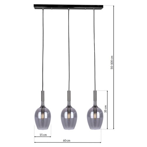  Luster na sajli TANGO 3xE14/40W/230V crni Slike