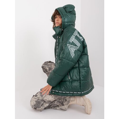 Fashion Hunters Dark green quilted winter jacket Cene