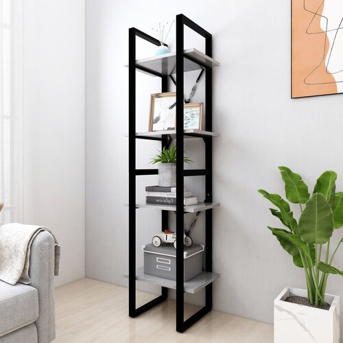 VidaXL Knjižna omara 4-nadstropna betonsko siva 40x30x140 cm, (20620585) Slike