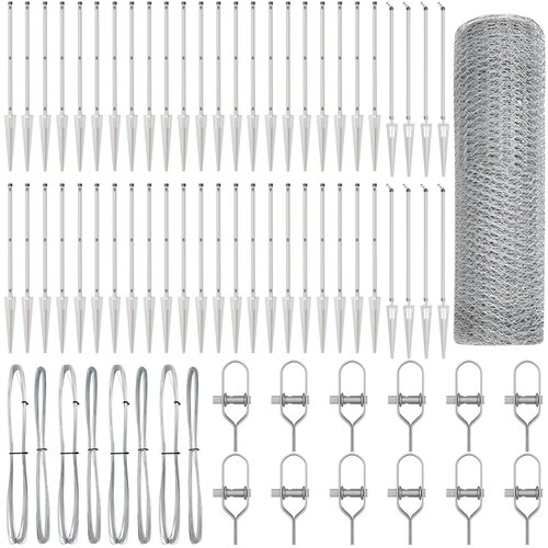 VidaXL &amp;Scaron;esterokotna Ograja 1x100 m Pocinkano jeklo, Ograje s konico 13 kos &amp;Oslash;32 mm 120 cm Pocinkano jeklo Slike