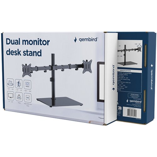 Gembird MS-D2ST-01 podesivi stoni držač za dva monitora, tilt, 17-32 max.2x9kg Slike
