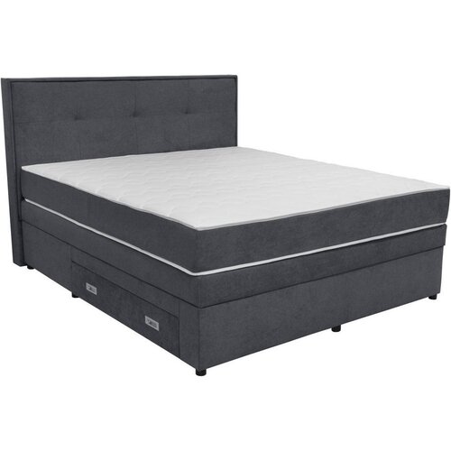Hom`in POSTELJA BOXSPRING 180 cm x 200 cm , les, tekstil, leseni material temno siva Cene