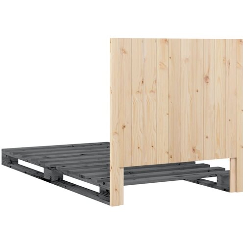  Okvir za krevet s uzglavljem sivi 100x200 cm masivna borovina Slike