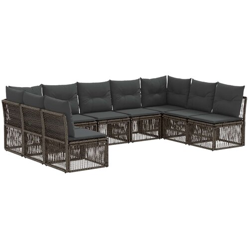 vidaXL Vrtna sedežna garnitura 9 pcs Siva poli ratan, (5000271348) Cene