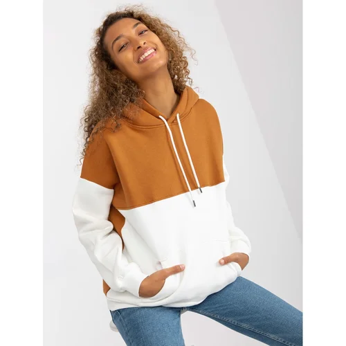 Fashion Hunters RUE PARIS light brown and ecru basic sweatshirt