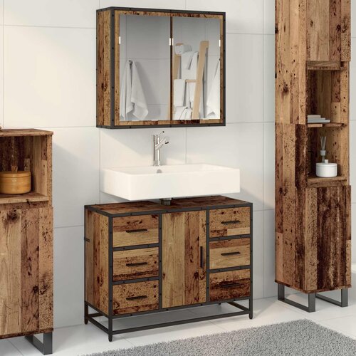  Set namje&scaron;taja za kupaonicu 2 kom. Staro drvo 80 x 33 x 60 cm Cijene