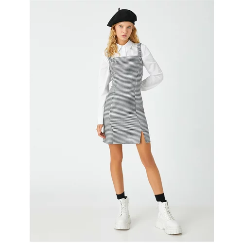 Koton Checkered Dress Cotton With Slits
