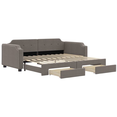 vidaXL Izvlečna dnevna postelja s predali taupe 90x200 cm blago, (20936457) Cene