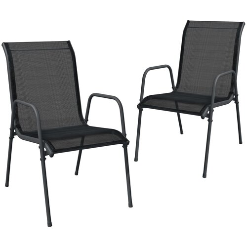 Maison Chic Vrtni stoli - Stol za vrt 2 kosa jeklo in tekstil črne barve JS1215, (21878092) Slike