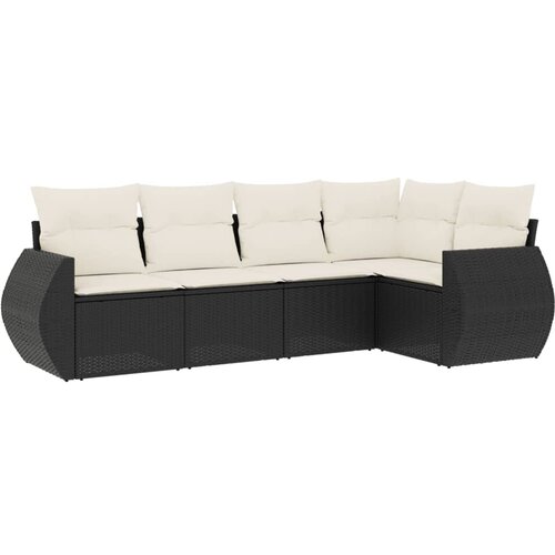  5-dijelna vrtna garnitura od poliratana s jastucima crna 70 x 62 x 69 cm Slike