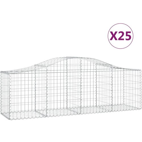 vidaXL Obokana gabionska košara 25 kosov 200x50x60/80cm cinkano železo, (20798904) Cene