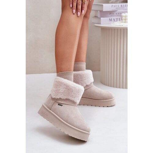 Big Star Platform Snow Boots with Fur Light Beige Cene
