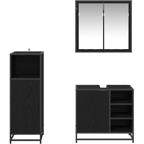  Set namje&amp;scaron;taja za kupaonicu 3 kom. Crni hrast 65 x 33 x 60 cm Slike