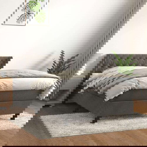 Box spring postelja z vzmetnico temno siva 90x200 cm žamet, (20723579) Cene