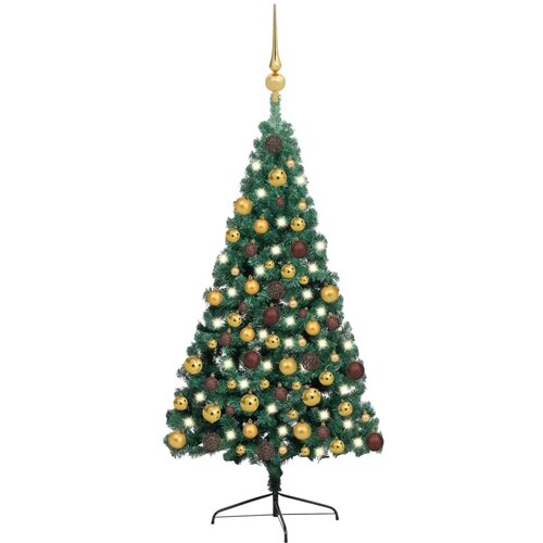  Umjetna polovica božićnog drvca LED s kuglicama zelena 180 cm Slike