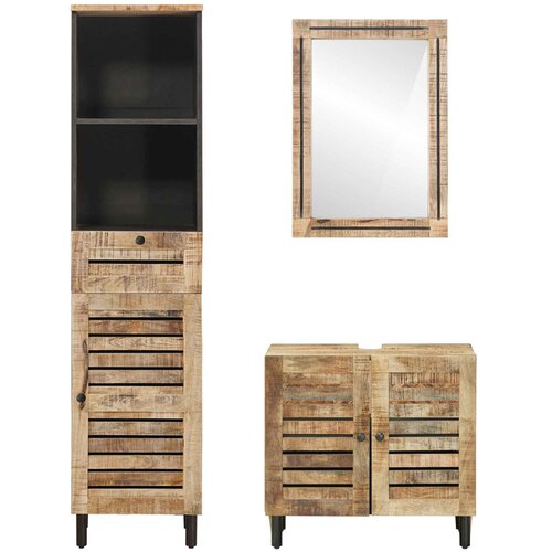  Set ormarića za kupaonicu 3 kom. Prirodna 38 x 33 x 160 cm Slike
