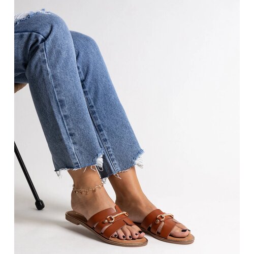 Gemre Brown flip-flops with golden accessories Drahomíra Cene