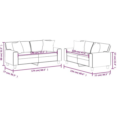  2-dijelni set sofa s jastucima sivi od umjetne kože Slike