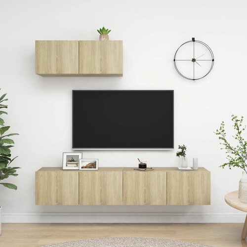 VidaXL TV omarice 3 kosi sonoma hrast iverna plo&amp;scaron;ča Slike