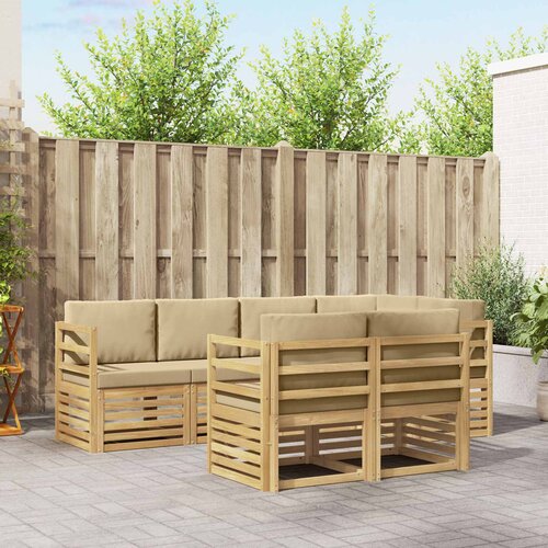  Set vanjskih sofa 7 pcs Bijela i bež 245 x 126,5 x 73 cm Cene
