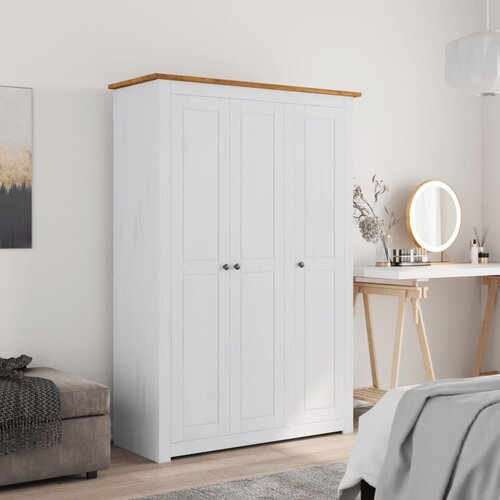 The Living Store Garderobna omara s 3 predali bela 118x50x171,5 cm Panama Range - Garderobna Omara, (21434347) Cene