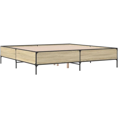 vidaXL Okvir za krevet boja hrasta 180x200cm konstruirano drvo i metal Cene