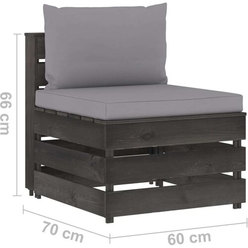 VidaXL Modularna srednja sofa s jastucima od sivo impregniranog drva Slike