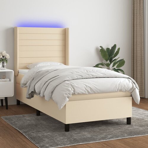  The Living Store Box spring postelja z vzmetnico LED krem 100x200 cm blago - Box Spring Postelja, (21445847) Cene