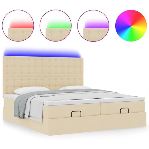 vidaXL Otomanski posteljni okvir z vzmetnicami krem 160x200 cm blago, (21607564) Cene