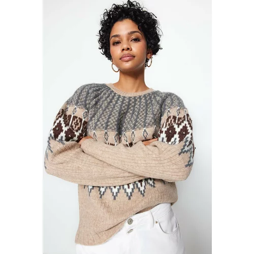 Trendyol Camel Oversized Knitwear Sweater
