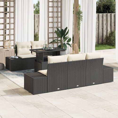 VidaXL set od 6 komada vrtnih sofa s jastučićima crni poliratan Slike